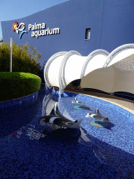 Stingray statues in front of the Palma Aquarium