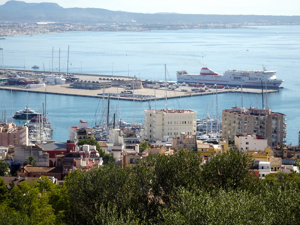 The Puerto de Palma harbour, viewed from the Carrer Castell de Bellver street