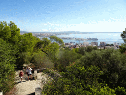 The Puerto de Palma harbour and the city center, viewed from the Carrer Castell de Bellver street