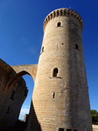 The east side of the main tower of the Castell de Bellver castle