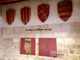 Shields, painting and information on Mallorca City from 1229 to 1575, at the museum at the first floor of the Castell de Bellver castle