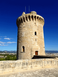 The main tower of the Castell de Bellver castle, viewed from the roof