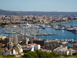 The Puerto de Palma harbour and the Palma Cathedral, viewed from the roof of the Castell de Bellver castle