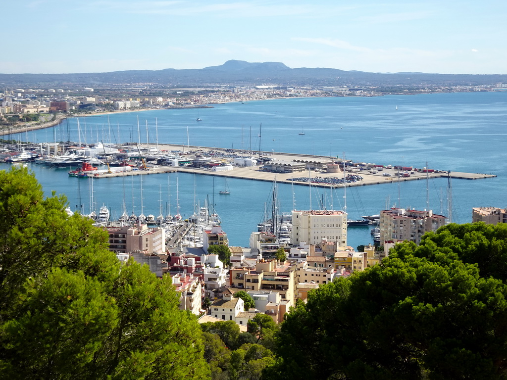 The Puerto de Palma harbour, viewed from the roof of the Castell de Bellver castle