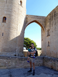Tim and Max at the bridge at the northwest side of the Castell de Bellver castle, with a view on the main tower