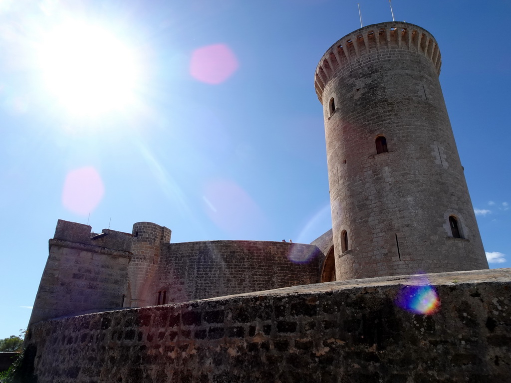 The northeast side and the main tower of the Castell de Bellver castle