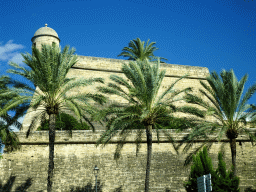 The Bastió de Sant Pere bastion, viewed from the rental car on the Avinguda de Gabriel Roca street