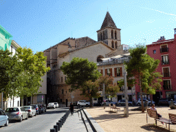 The Plaça de la Porta de Santa Catalina with the northwest side of the Parroquia de Santa Cruz church