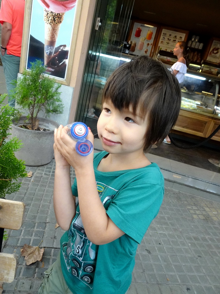 Max at the Amorino ice cream store at the Plaça de Weyler square