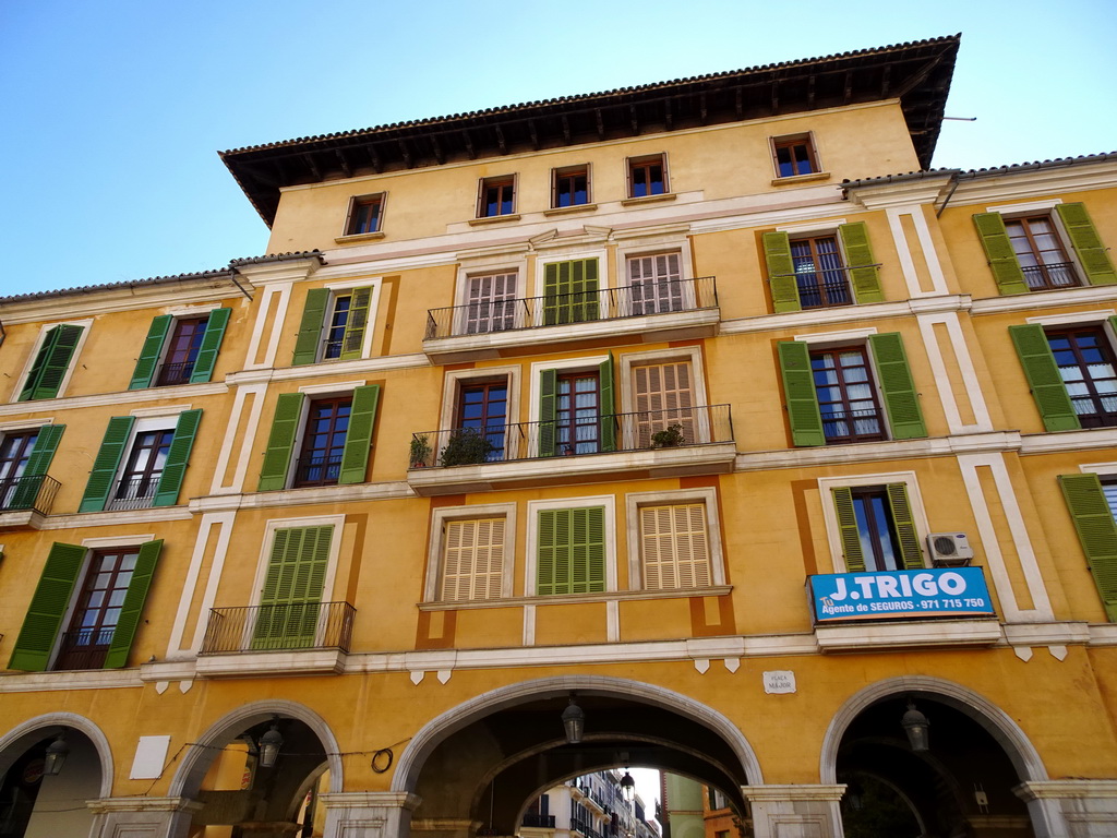 Facade of the building on the southwest side of the Plaça Major square