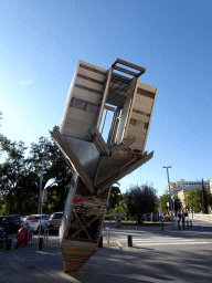 The piece of art `Device to Root out Evil` at the Plaça de la Porta de Santa Catalina square