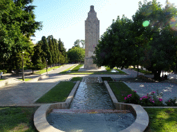 Waterfall and monument at the Parc de Sa Feixina