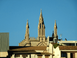 Towers of the Roman Catholic Diocese of Majorca, viewed from the rental car on the Avinguda de Gabriel Roca street