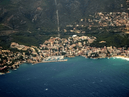 The Port Calanova harbour at the southwest side of the city, viewed from the airplane to Rotterdam