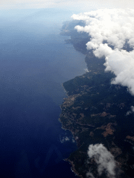 Mountains and hills on the northwest side of Mallorca, viewed from the airplane to Rotterdam