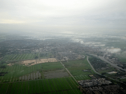 The city of Gouda, viewed from the airplane to Rotterdam