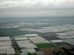 Greenhouses at the town of Bleiswijk and the city of The Hague, viewed from the airplane to Rotterdam