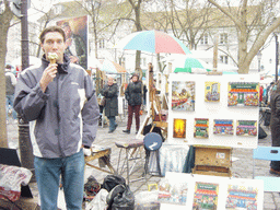 Tim with an ice cream on the Place du Tertre square on the Montmartre hill