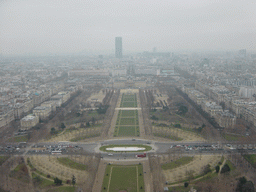 View on the Parc du Champs de Mars, the École Militaire and the Tour Montparnasse, from the higher floor of the Eiffel Tower