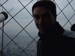 Tim on the higher floor of the Eiffel Tower