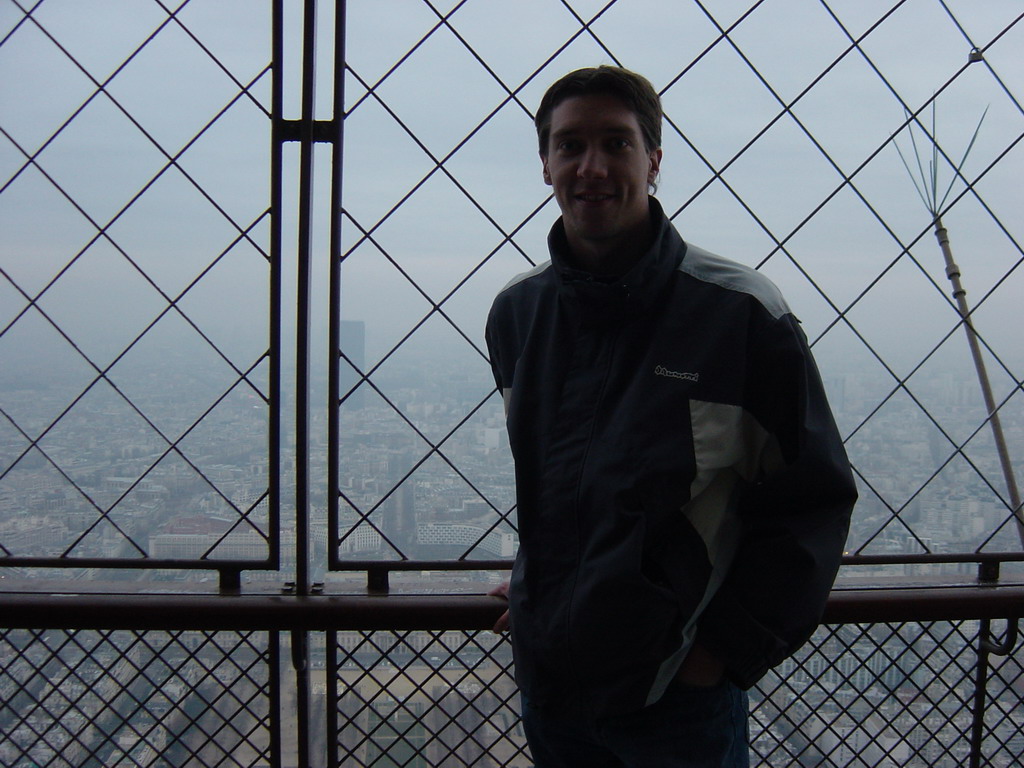 Tim on the higher floor of the Eiffel Tower