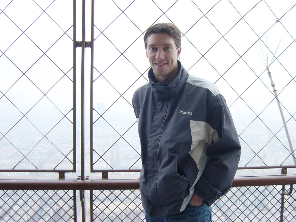 Tim on the higher floor of the Eiffel Tower