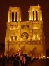 The Cathedral Notre Dame de Paris and the river Seine, by night