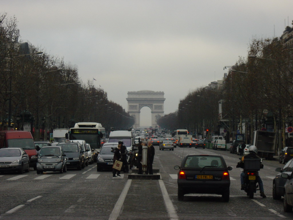 The Avenue des Champs-Élysées, with the Arc de Triomphe