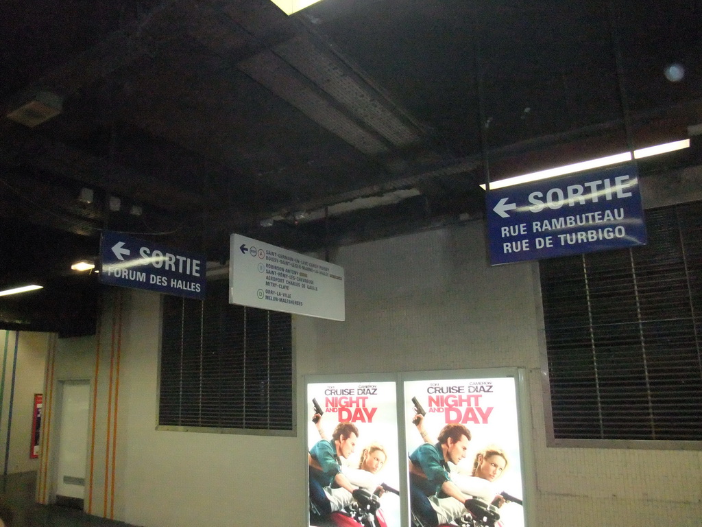 Exit signs in the Châtelet - Les Halles subway station
