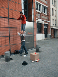 Street artists at the side of the Centre Georges Pompidou