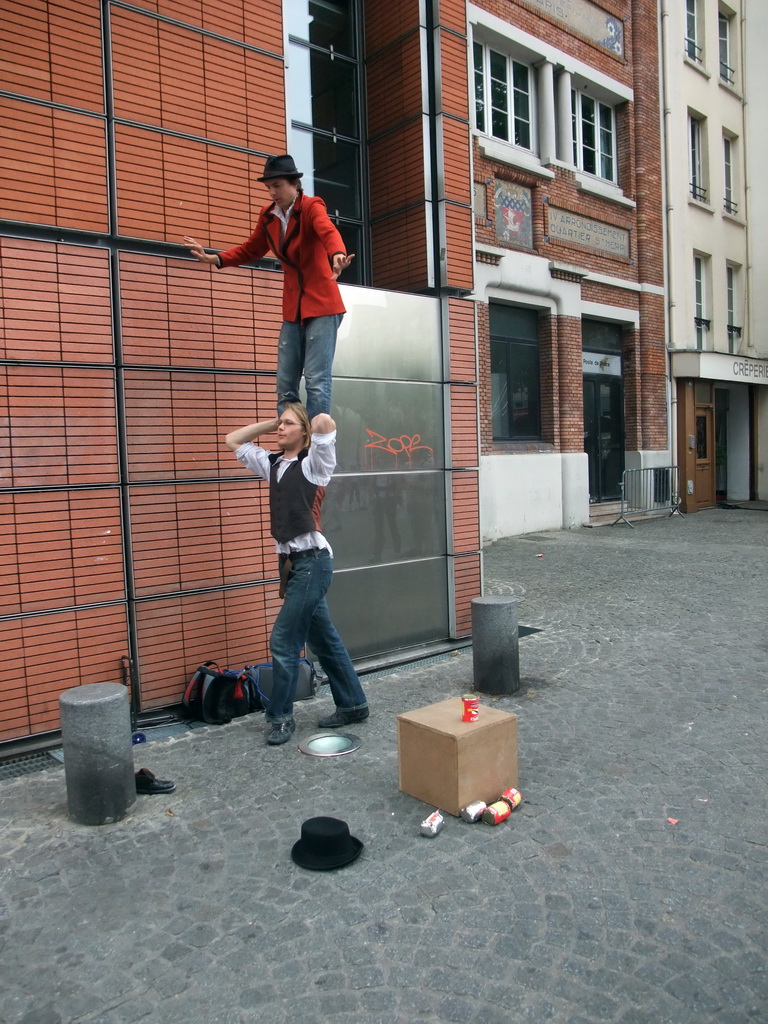 Street artists at the side of the Centre Georges Pompidou