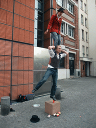 Street artists at the side of the Centre Georges Pompidou