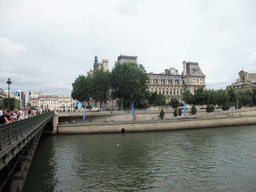 The City Hall, viewed from the Pont d`Arcole bridge over the Seine river