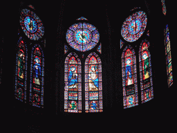 Stained glass windows in the Apse of the Cathedral Notre Dame de Paris