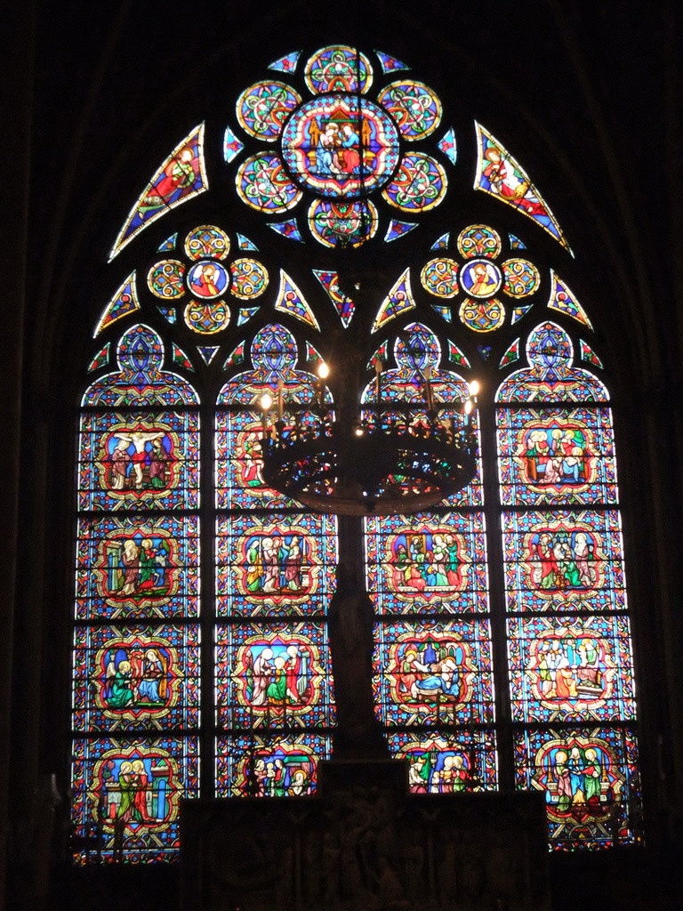 Stained glass windows in the Cathedral Notre Dame de Paris