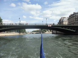 The Pont Notre-Dame and the Pont au Change bridge over the Seine river, viewed from the Seine ferry
