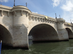 The Pont Neuf bridge over the Seine river, viewed from the Seine ferry