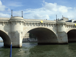 The Pont Neuf bridge over the Seine river, viewed from the Seine ferry