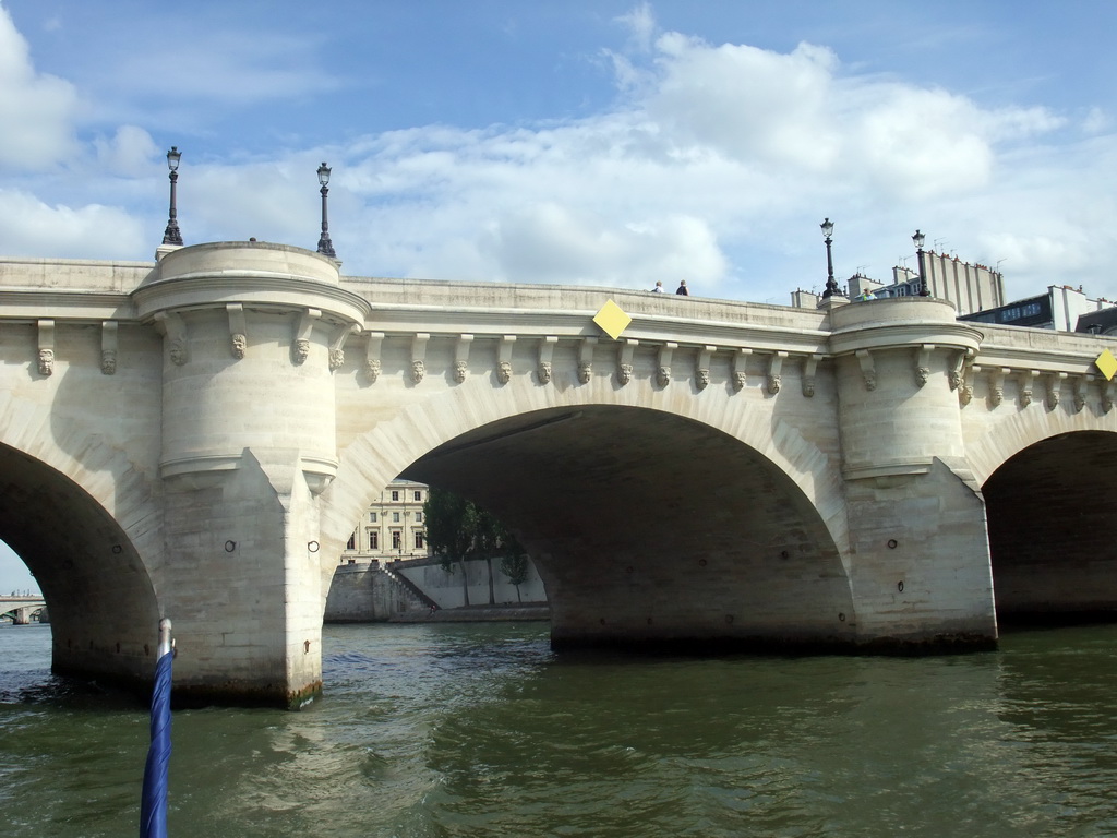 The Pont Neuf bridge over the Seine river, viewed from the Seine ferry