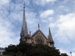 The Cathedral Notre Dame de Paris, viewed from the Seine ferry