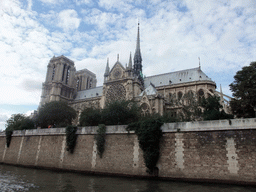 The Cathedral Notre Dame de Paris, viewed from the Seine ferry