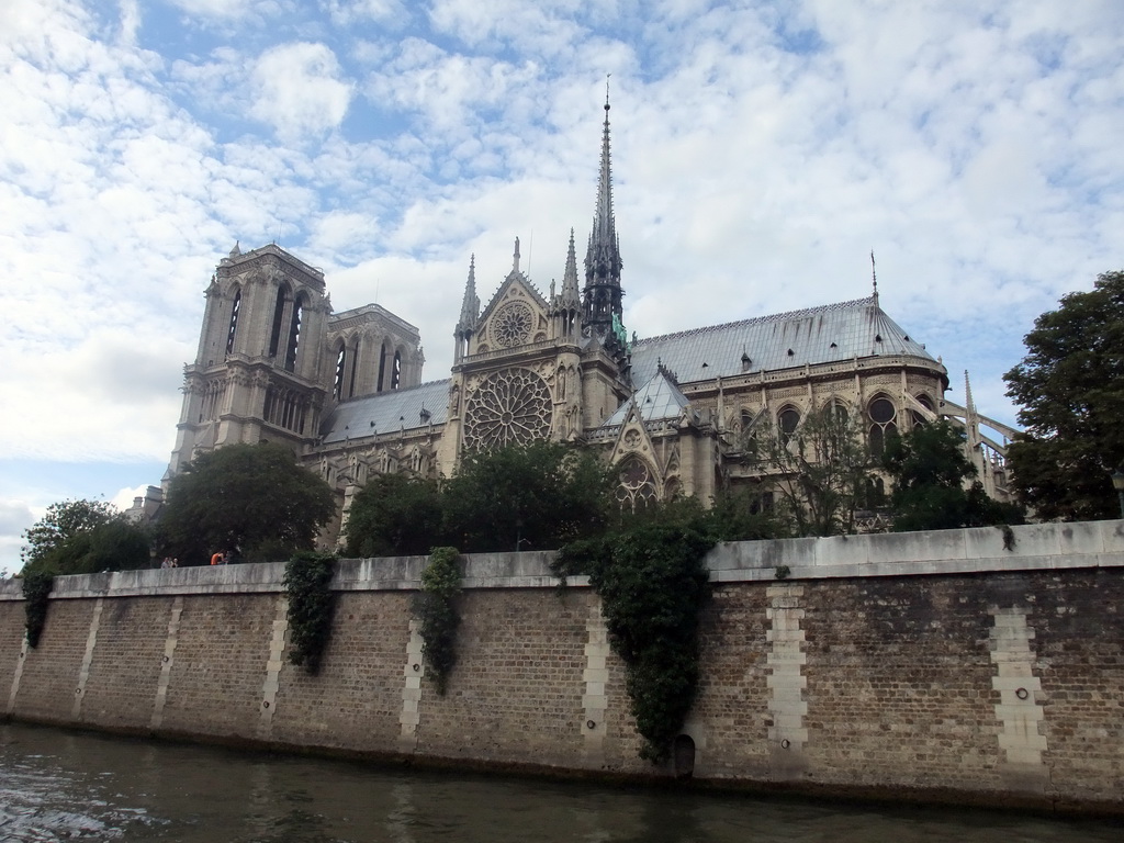 The Cathedral Notre Dame de Paris, viewed from the Seine ferry
