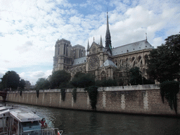 The Seine ferry and the Cathedral Notre Dame de Paris