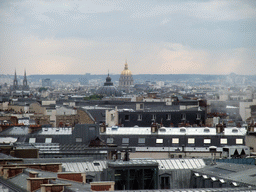 The Basilique Sainte-Clotilde church, the Hôtel des Invalides and the Église Notre-Dame-de-l`Assomption de Paris church, viewed from the roof of the Galeries Lafayette department store at the Boulevard Haussmann