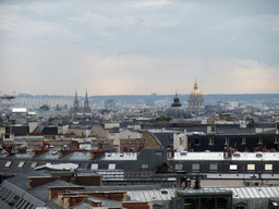 The Basilique Sainte-Clotilde church, the Hôtel des Invalides and the Église Notre-Dame-de-l`Assomption de Paris church, viewed from the roof of the Galeries Lafayette department store at the Boulevard Haussmann