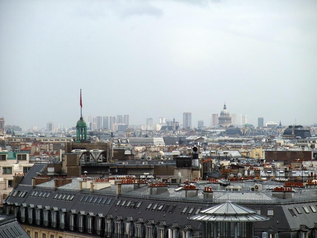Pantheon and a bronze tower, viewed from the roof of the Galeries Lafayette department store at the Boulevard Haussmann