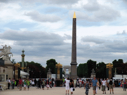 The gates of the Tuileries Garden, the Obelisk of Luxor at the Place de la Concorde square, and the Arc de Triomphe