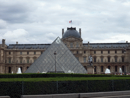 The Louvre Pyramid at the Cour Napoleon courtyard, and the Louvre Museum