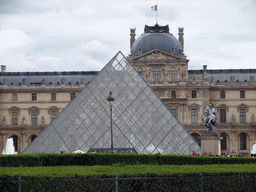 The Louvre Pyramid at the Cour Napoleon courtyard, and the Louvre Museum