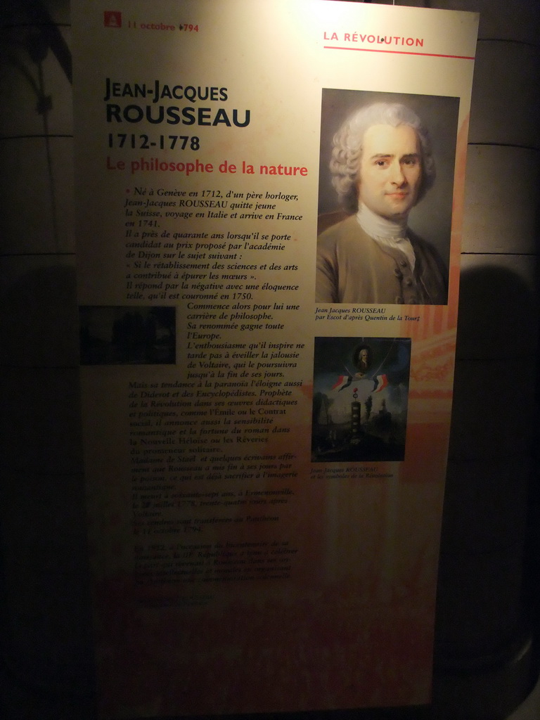 Eplanation on Jean-Jacques Rousseau in the crypt of the Panthéon